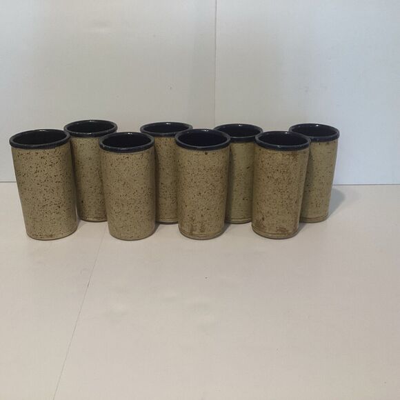 john bauman pottery pineapple tumblers set of 8 - Picture 3 of 6